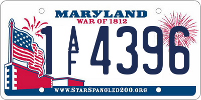 MD license plate 1AF4396