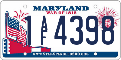 MD license plate 1AF4398
