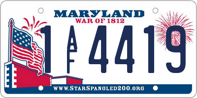 MD license plate 1AF4419