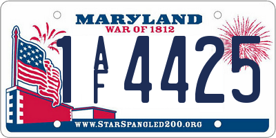 MD license plate 1AF4425