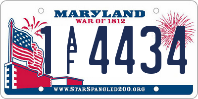 MD license plate 1AF4434