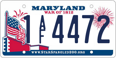 MD license plate 1AF4472