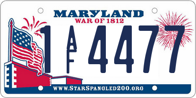 MD license plate 1AF4477