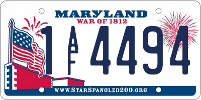 MD license plate 1AF4494