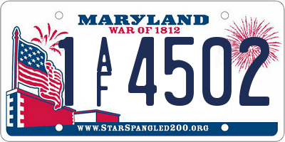 MD license plate 1AF4502