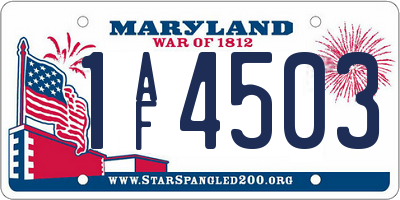 MD license plate 1AF4503