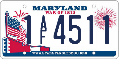 MD license plate 1AF4511