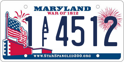 MD license plate 1AF4512