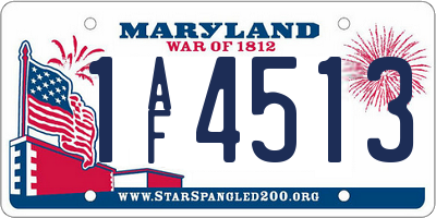 MD license plate 1AF4513