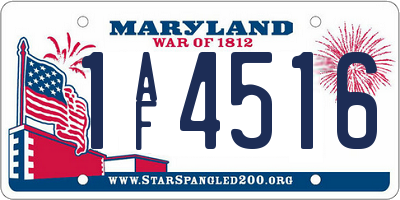 MD license plate 1AF4516