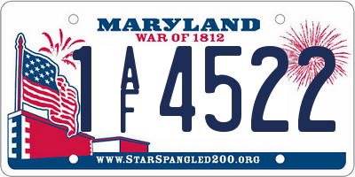 MD license plate 1AF4522