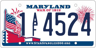 MD license plate 1AF4524