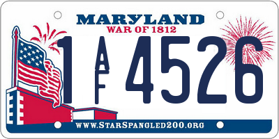MD license plate 1AF4526