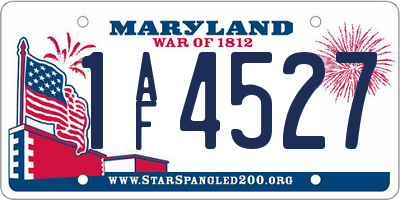 MD license plate 1AF4527