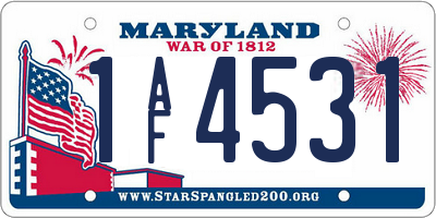 MD license plate 1AF4531