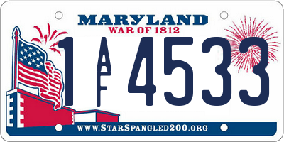 MD license plate 1AF4533