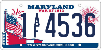 MD license plate 1AF4536