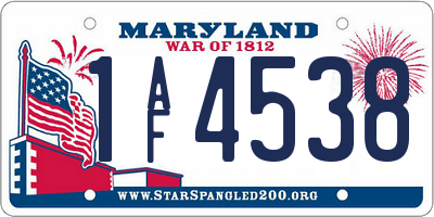 MD license plate 1AF4538
