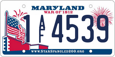 MD license plate 1AF4539