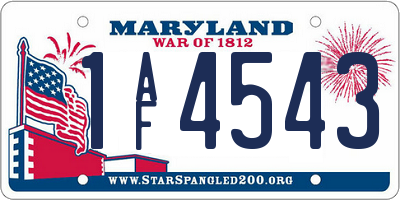 MD license plate 1AF4543