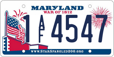 MD license plate 1AF4547