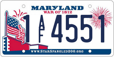 MD license plate 1AF4551