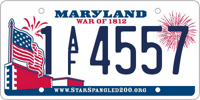 MD license plate 1AF4557