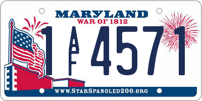 MD license plate 1AF4571