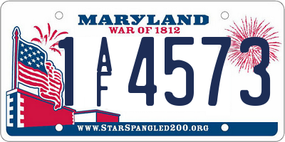 MD license plate 1AF4573
