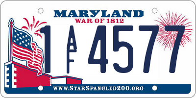 MD license plate 1AF4577