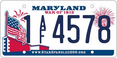 MD license plate 1AF4578