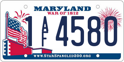 MD license plate 1AF4580
