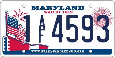 MD license plate 1AF4593