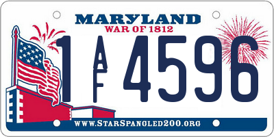 MD license plate 1AF4596