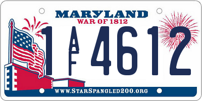 MD license plate 1AF4612