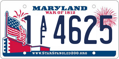 MD license plate 1AF4625