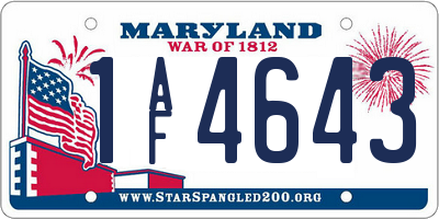 MD license plate 1AF4643