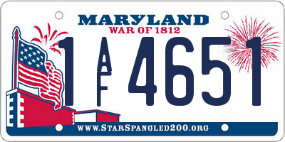 MD license plate 1AF4651