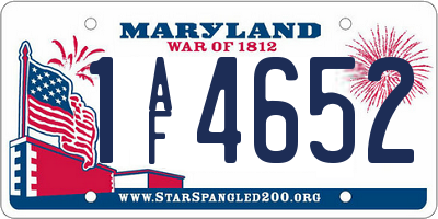 MD license plate 1AF4652