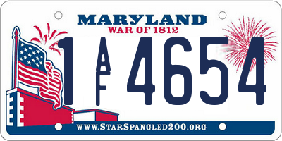 MD license plate 1AF4654