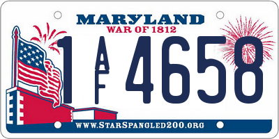 MD license plate 1AF4658