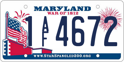 MD license plate 1AF4672
