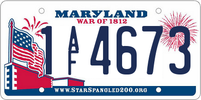 MD license plate 1AF4673