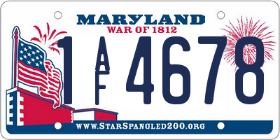 MD license plate 1AF4678