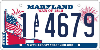 MD license plate 1AF4679