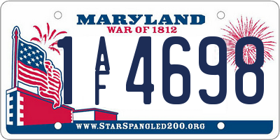 MD license plate 1AF4698