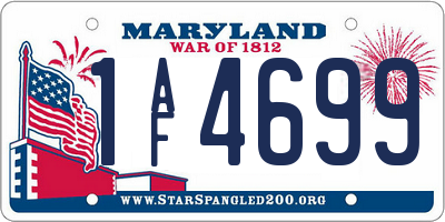 MD license plate 1AF4699