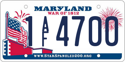 MD license plate 1AF4700