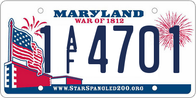MD license plate 1AF4701