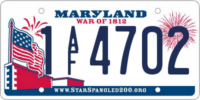 MD license plate 1AF4702